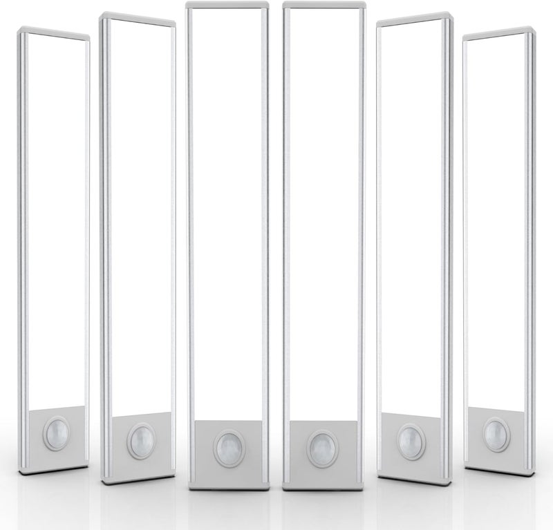 EVERDOSS 6 Pack Under Cabinet Lighting Wireless, 58 LED Rechargeable Battery Motion Sensor Light Indoor, Stick On Magnetic Closet Lights, Under Counter Lights for Kitchen, Stairs, White 14 in - Image 1